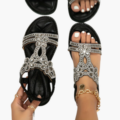 Boho Style Orthopedic Sandals für Frauen – Comfort & Style in Schwarz
