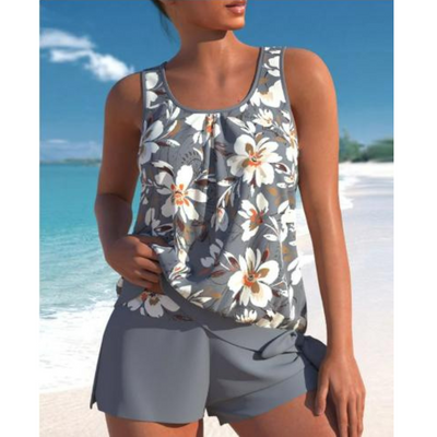 Tina® | Zweiteiliges Badeanzug-Set mit Blumenmuster für Damen in Hell