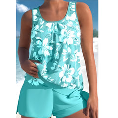 Delice - Tankini-Set mit Blumendruck in Blau