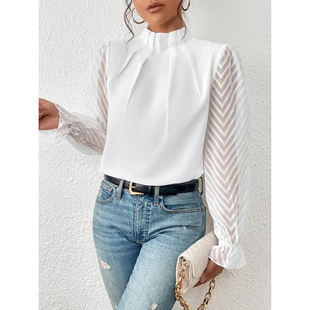 Damen Lässig Rollkragen Bluse | Langarm