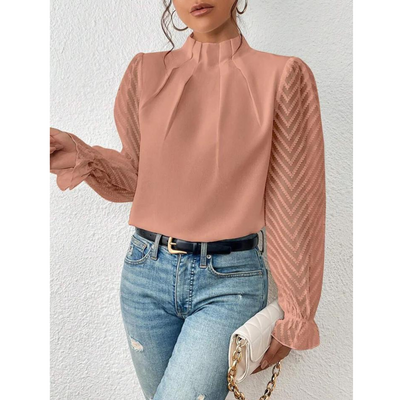 Damen Lässig Rollkragen Bluse | Langarm