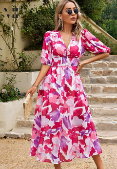 Sophie | Luxuriöses zeitloses Midikleid (fast ausverkauft) in Rose