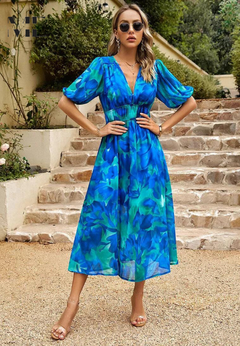 Sophie | Luxuriöses zeitloses Midikleid (fast ausverkauft) in Blau