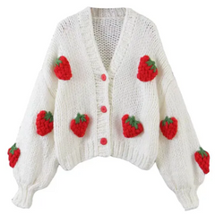 Emeline - Locker gestrickte Strickjacke in Weiß