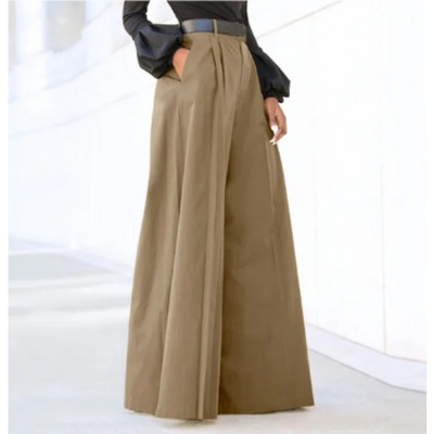 Siya - Solide Farbe Weites Bein Damen Hosen