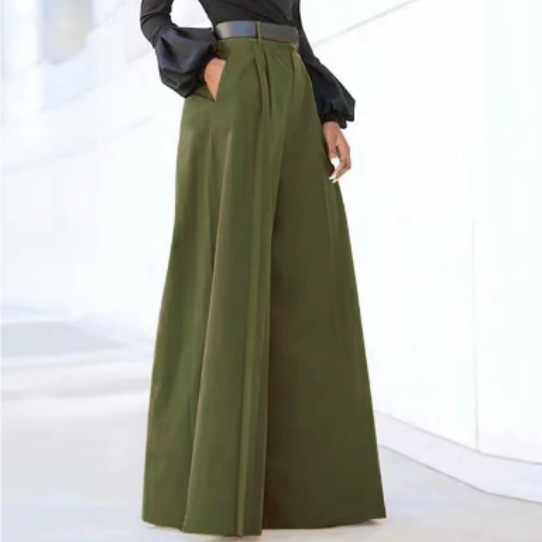 Siya - Solide Farbe Weites Bein Damen Hosen