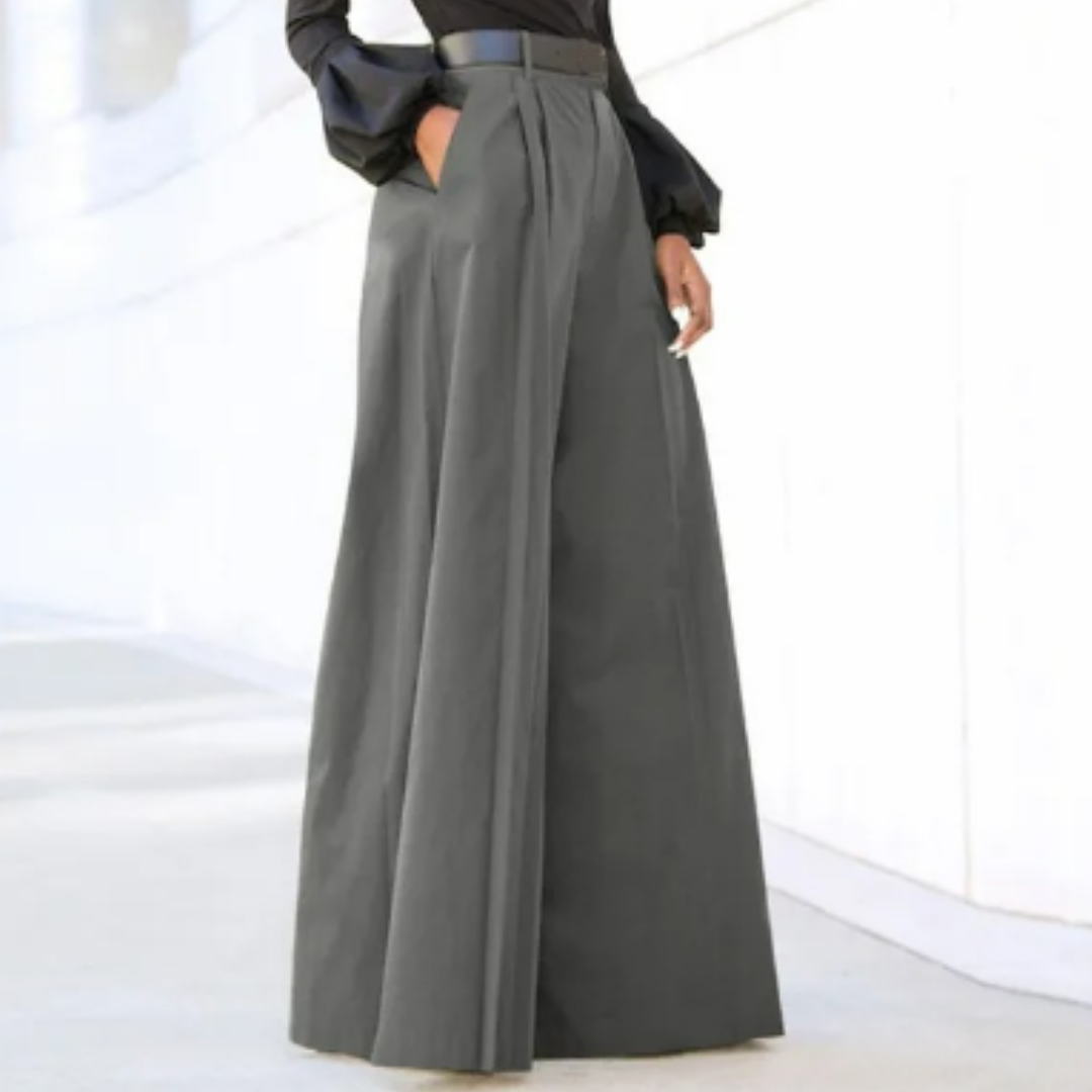 Siya - Solide Farbe Weites Bein Damen Hosen