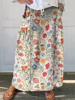 Philomena | Blumenmuster Elastischer Bund Rock in Mehrfarbig