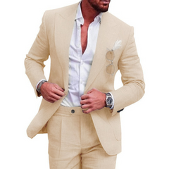 Eleganter Hochzeitsgastanzug Für Herren | Tailliert in Beige