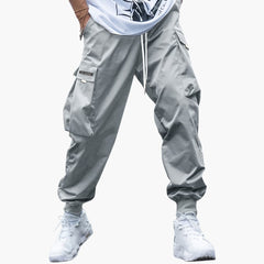 Herren-Cargo-Joggerhose mit Kordelzug und elastischen Bündchen in Grau