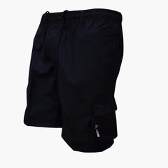 Herren Cargo Shorts mit Taschen und Kordelzug für Sommer in Schwarz
