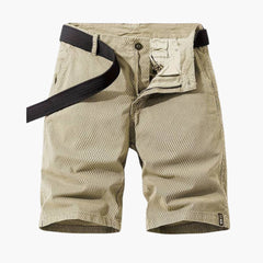 Herren Sommer Shorts mit Taschen und Stoffgürtel knie­lang in Kaki