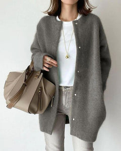 Letitia - Flauschige Strickjacke - Herbst-Oberbekleidung in Grau