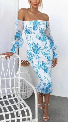 Lina | Luxuriöses Midikleid (Fast ausverkauft) in Blau
