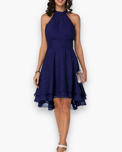 Damen Elegantes Rüschendes Kleid | Midi Festliches Kleid für Hochzeitsgast