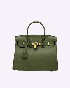 Große Damen-Lederhandtasche | Luxus trifft auf Funktionalität in Olivgrün