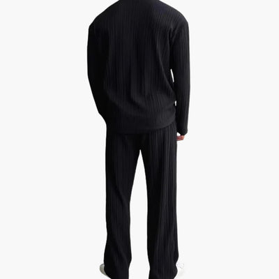 Herren Faltenstruktur Set mit Langarmhemd und Hose