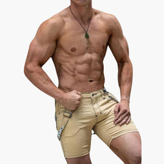 Herren Sommer Cargo Shorts mit Gürtel und Seitentaschen in Khaki