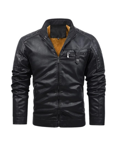 Werner® | Retro-Lederjacke mit Fleece-Futter in Schwarz