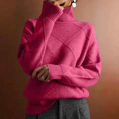Rauten-Rollkragenpullover – Raffinierte Wärme mit modernem Stil in Pink