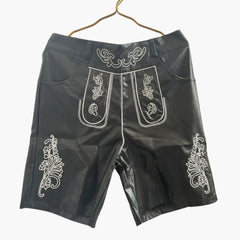 Bestickte Lederhose mit Gürtel für Herren - Oktoberfest 2025 in Schwarz