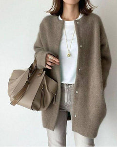 Letitia - Flauschige Strickjacke - Herbst-Oberbekleidung in Dunkelbraun