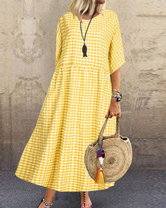 Krystal - Sommer Midikleid aus Leinen in Gelb