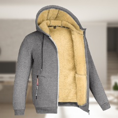 Sadi - Lässige Herren Winterjacke mit Kapuze und Fleece in Grau