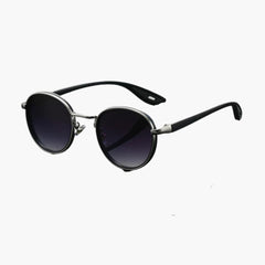 Damen Sonnenbrille mit rundem Metallrahmen und UV400 Schutz in Grauverlauf