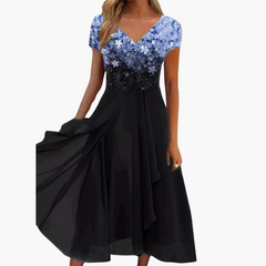 Midikleid für Damen - Elegant mit Pailletten & Chiffonrock in Blau Schwarz
