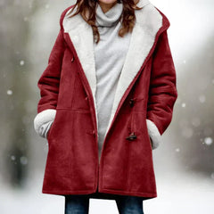 Adelaida | Warmer und Stilvoller Fleece Mantel in Rot