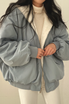 Gefütterte Winterjacke in Übergröße in Grau