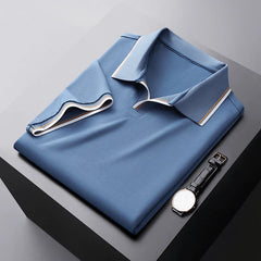 Reginald | Weiter Kragen Regular-Fit Poloshirt in Blau