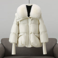 KARLA™ | WINTERJACKE MIT KUNSTFELLKRAGEN in Weiß