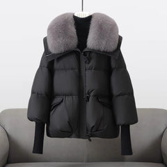KARLA™ | WINTERJACKE MIT KUNSTFELLKRAGEN in Schwarz