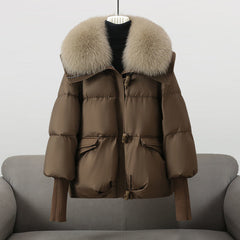 KARLA™ | WINTERJACKE MIT KUNSTFELLKRAGEN in Braun