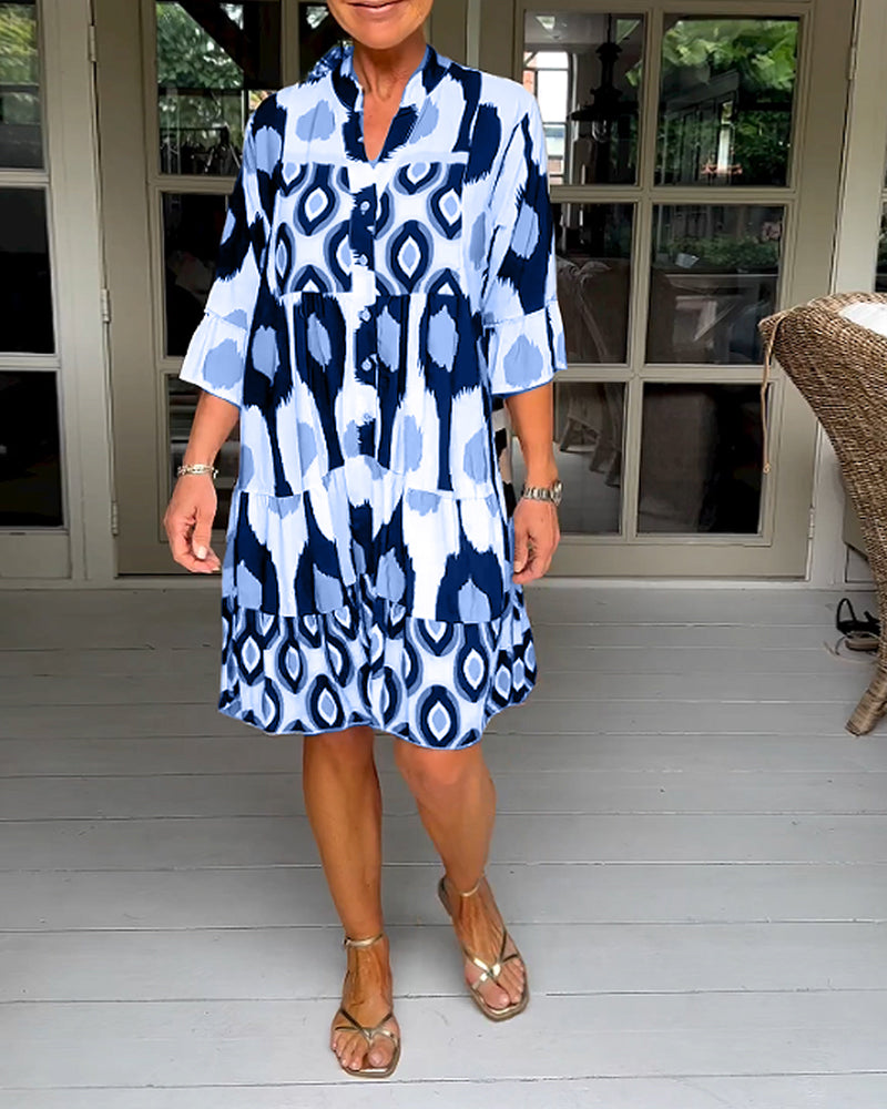 Valesia - Bedrucktes Kleid mit 3/4-Ärmeln