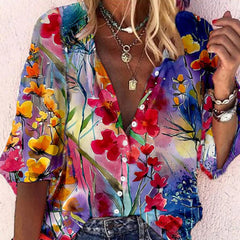 Vanessa | Trendy Boho Casual V Ausschnitt Bluse in CSCX12-0011