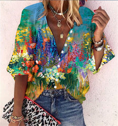 Vanessa | Trendy Boho Casual V Ausschnitt Bluse in CSCX12-0308