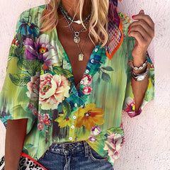 Vanessa | Trendy Boho Casual V Ausschnitt Bluse in CSCX12-0313