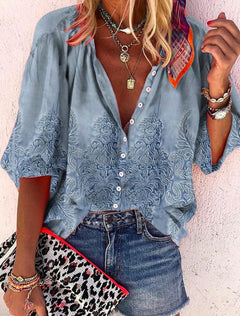 Vanessa | Trendy Boho Casual V Ausschnitt Bluse in CSCX12-0322