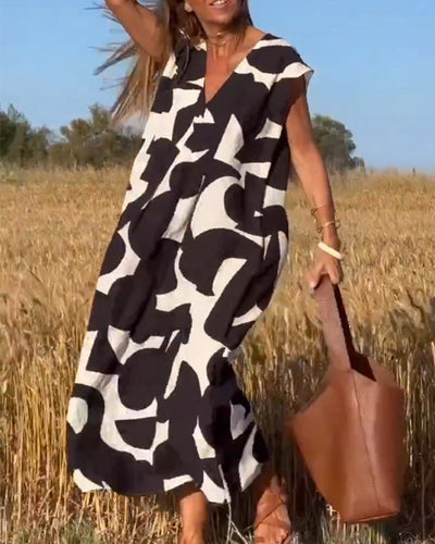 Vanya - Kleid mit Aufdruck und V-Ausschnitt