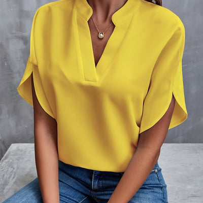 V-Ausschnitt-Bluse mit Schlitz für Damen