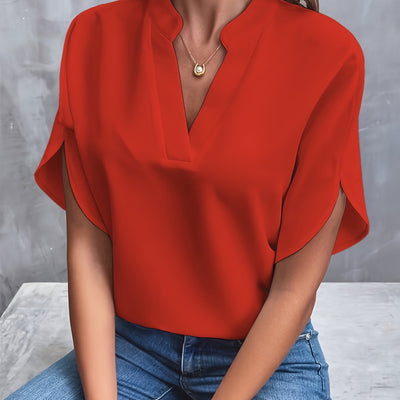 V-Ausschnitt-Bluse mit Schlitz für Damen