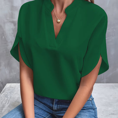 V-Ausschnitt-Bluse mit Schlitz für Damen