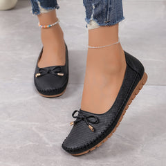 Velurette™ – Elegante Damen Loafer mit Schleifen-Design in Schwarz