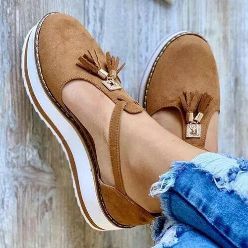Verena - Damen Suede Plattform-Sandalen mit Quasten