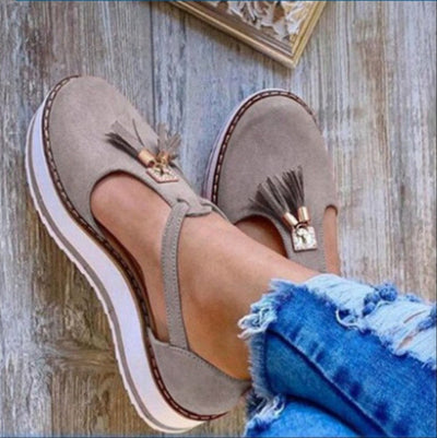 Verena - Damen Suede Plattform-Sandalen mit Quasten