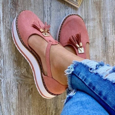 Verena - Damen Suede Plattform-Sandalen mit Quasten