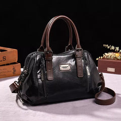 Vintage-Handtasche für Damen – Zeitlose Eleganz – Leder in Schwarz